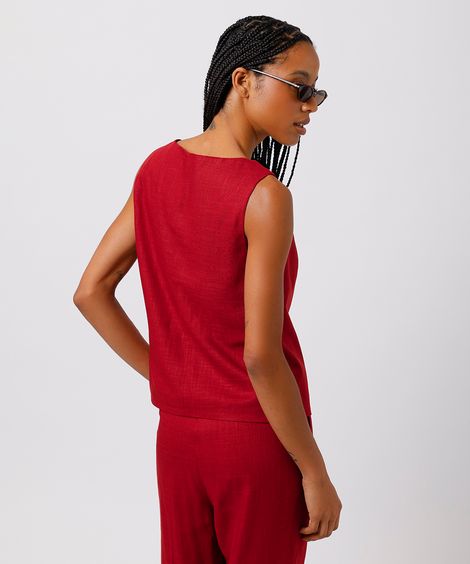 blusa feminina com linho mindset vinho