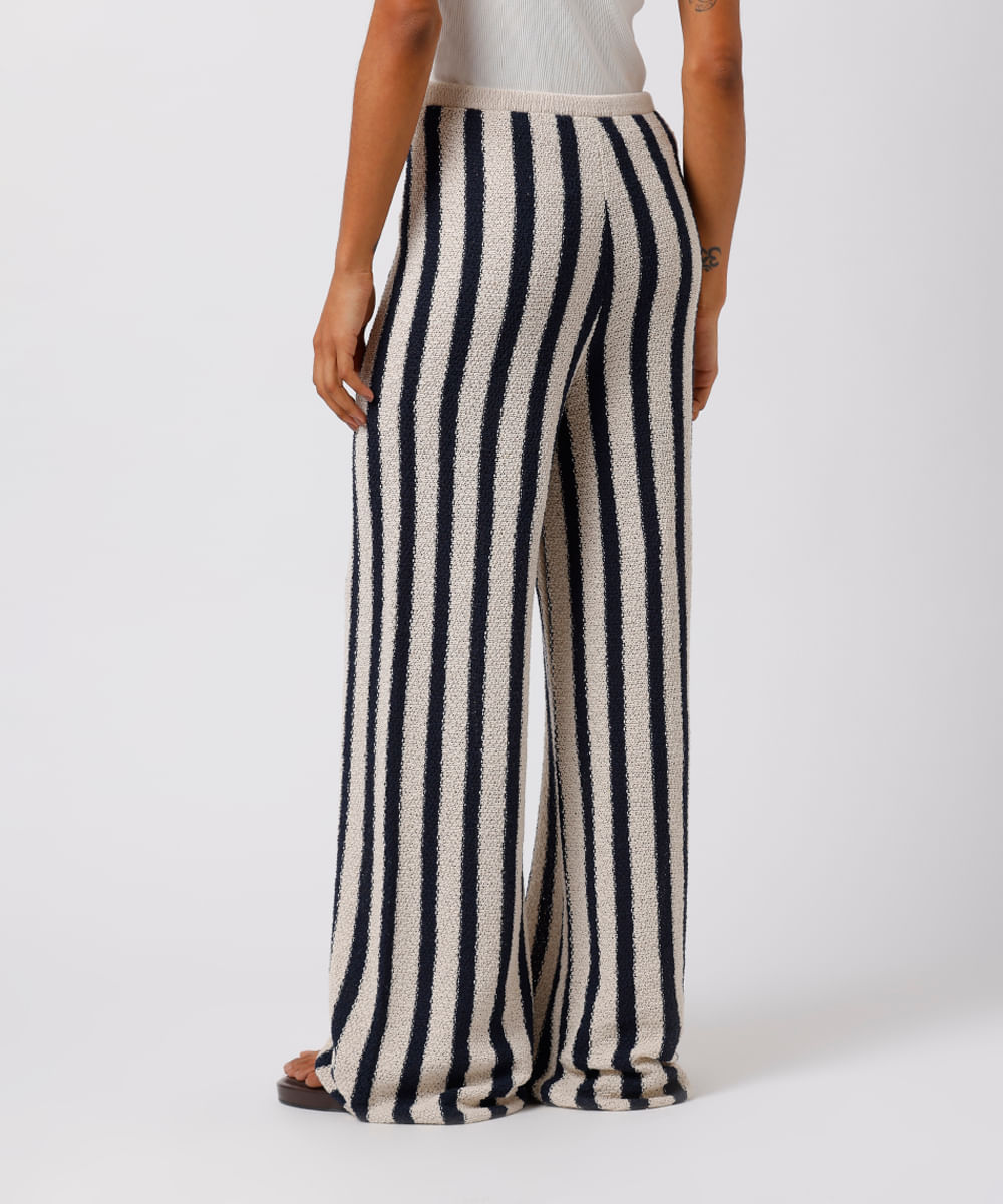 calça reta feminina de tricot texturizada listrada mindset colorido
