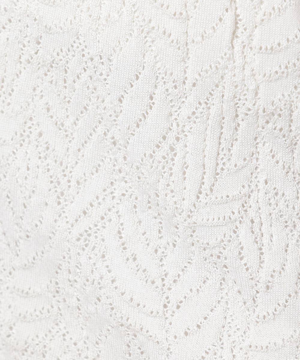 saia curta feminina de tricot texturizado folhagens mindset off white