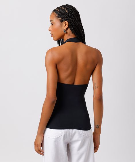 blusa feminina halterneck mindset preta