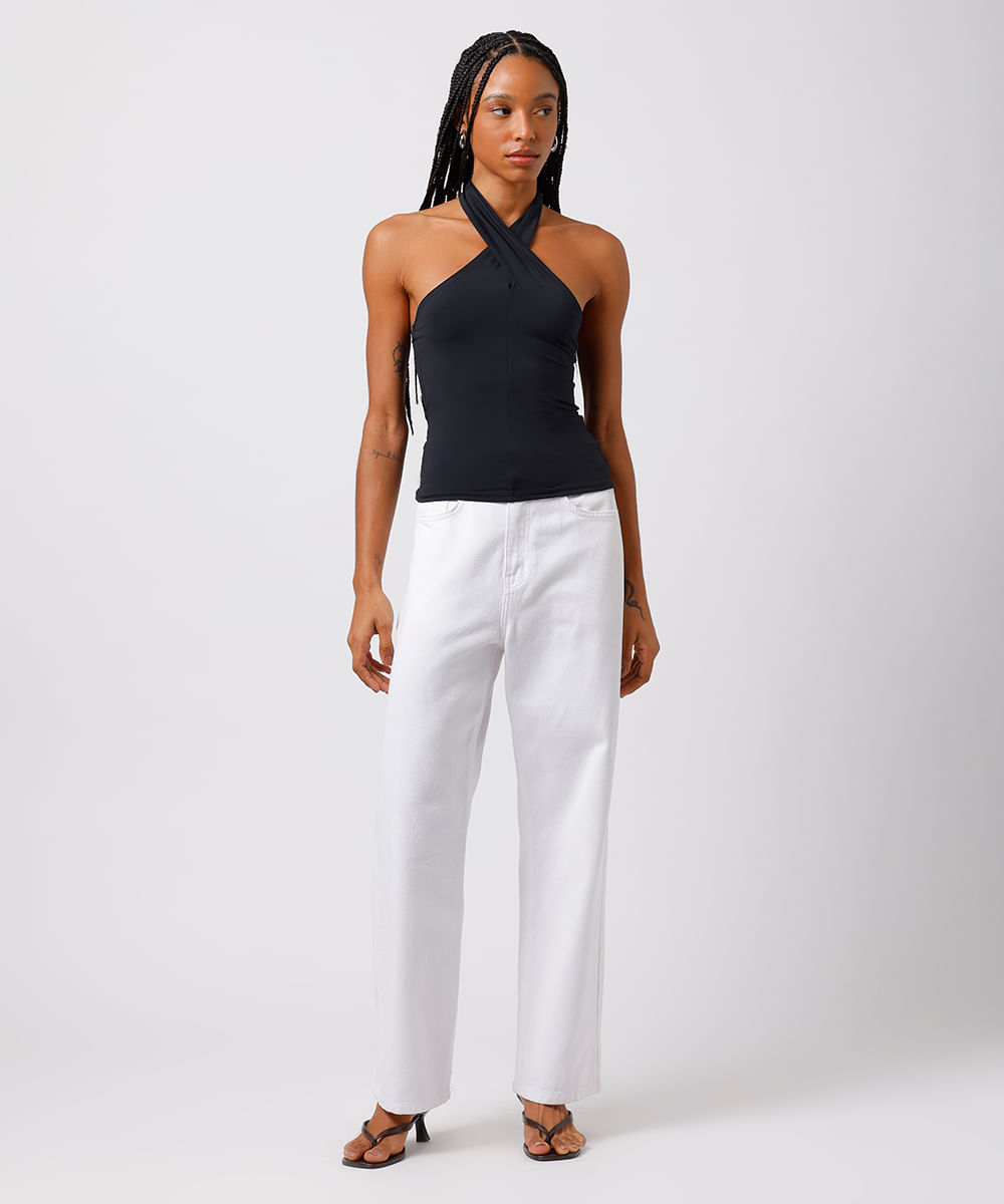 blusa feminina halterneck mindset preta