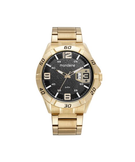 kit relógio masculino mondaine analógico calendário 32650gpmvde2ka dourado