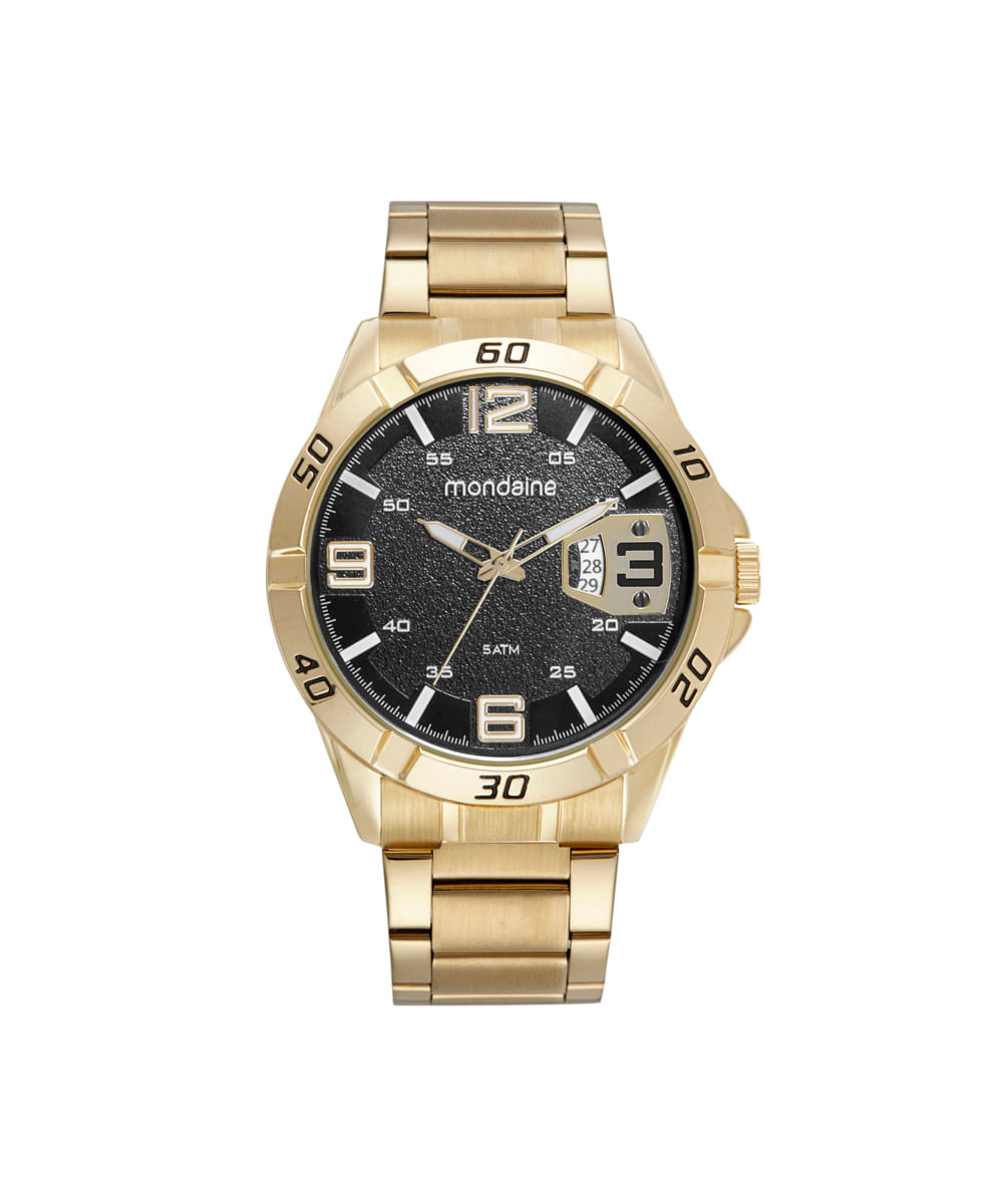 kit relógio masculino mondaine analógico calendário 32650gpmvde2ka dourado