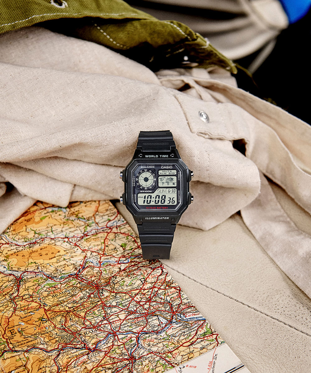relógio masculino casio digital ae 1200wh 1avdf preto