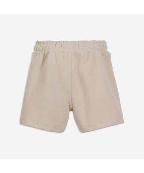 short infantil com algodão cós elástico texturizado bege