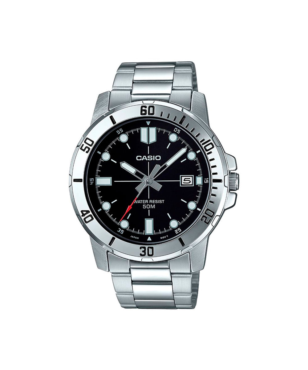 relógio masculino casio analógico calendário mtp vd01d 1evudf prateado