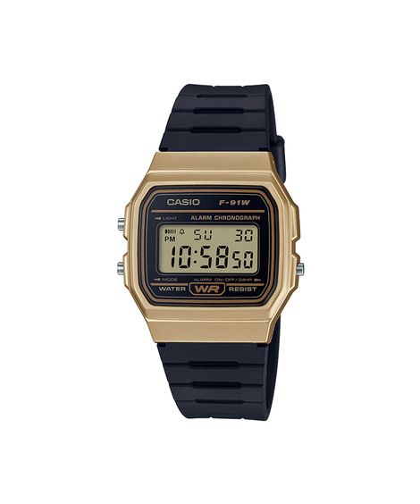relógio masculino casio digital f 91wm 9adf dourado