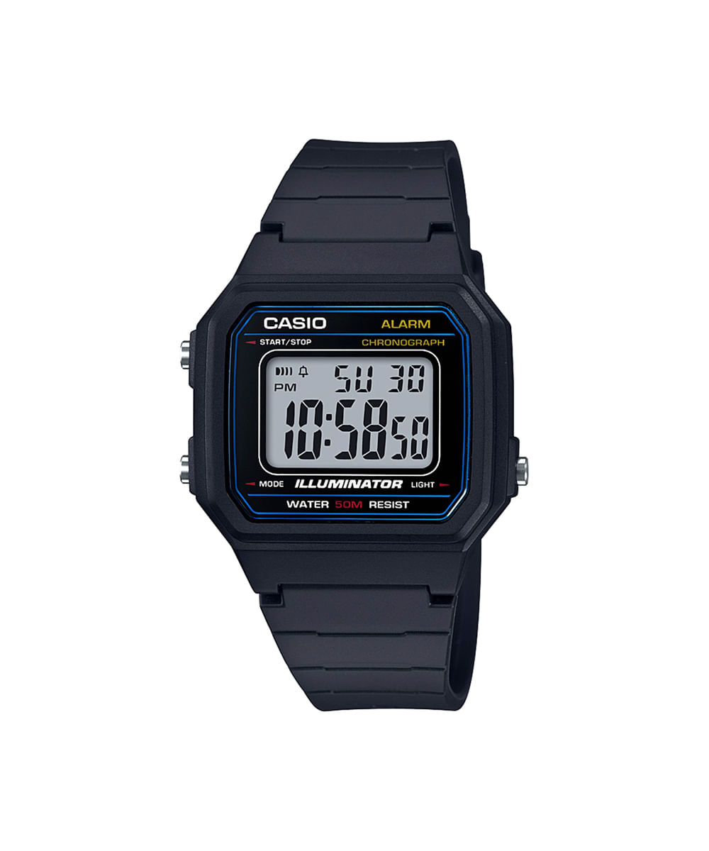 relógio masculino casio digital w 217h 1avdf preto