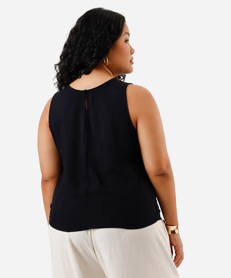 regata feminina de viscose plus size preta