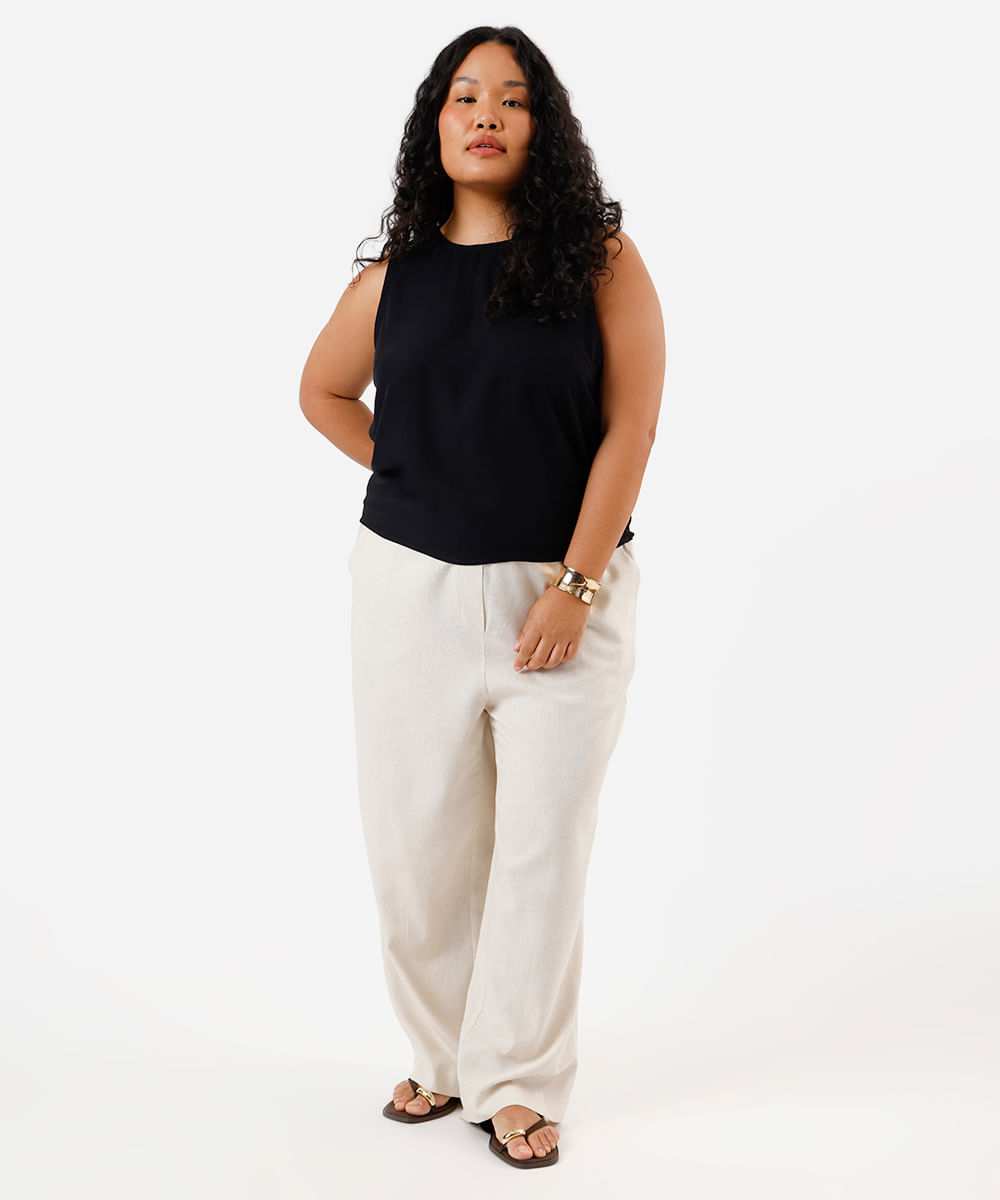 regata feminina de viscose plus size preta
