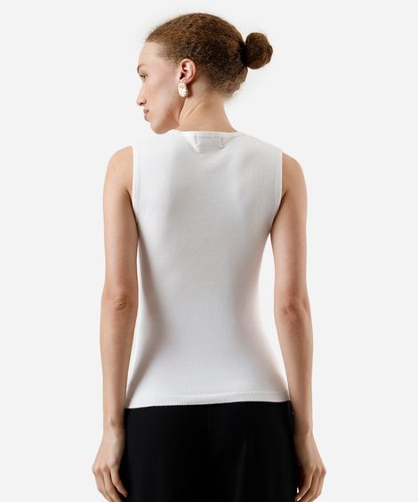 regata feminina de tricot com botões off white
