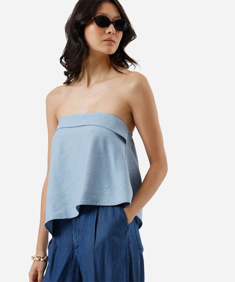 blusa sem alça feminina com viscose assimétrica azul