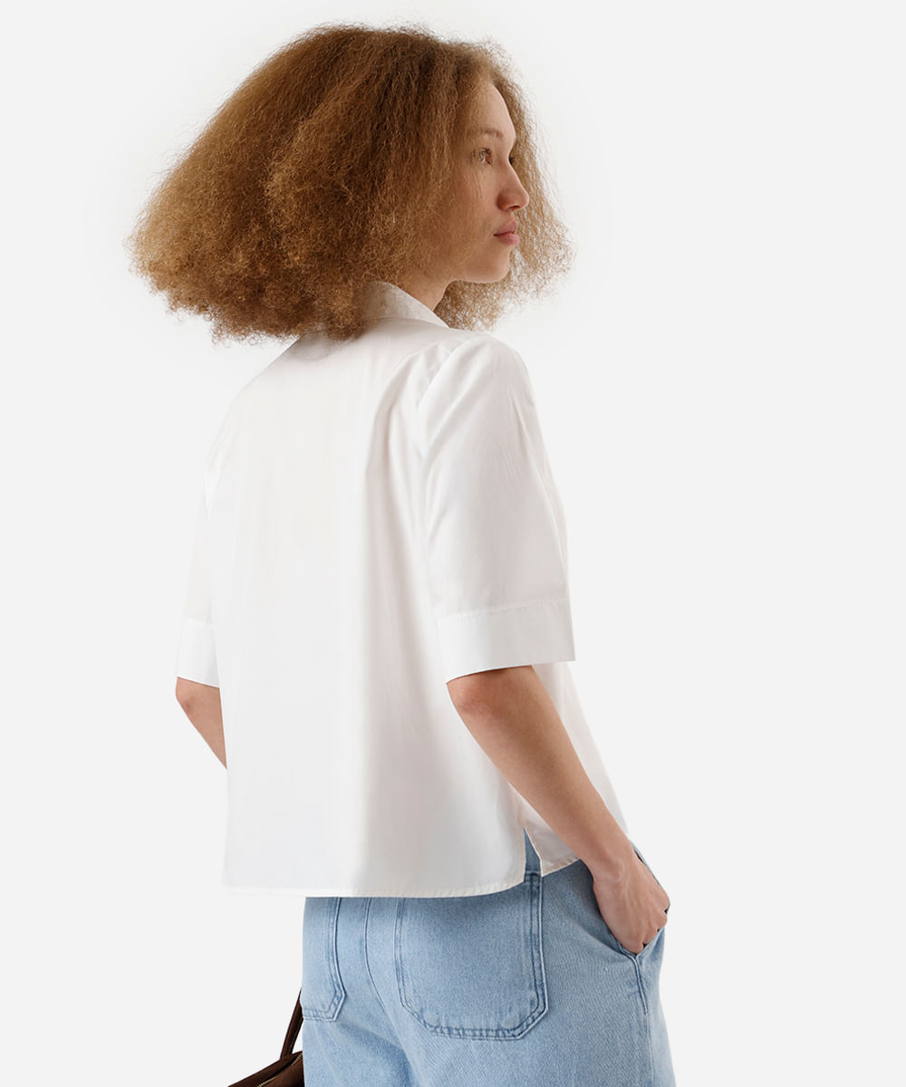 camisa feminina de algodão manga curta off white