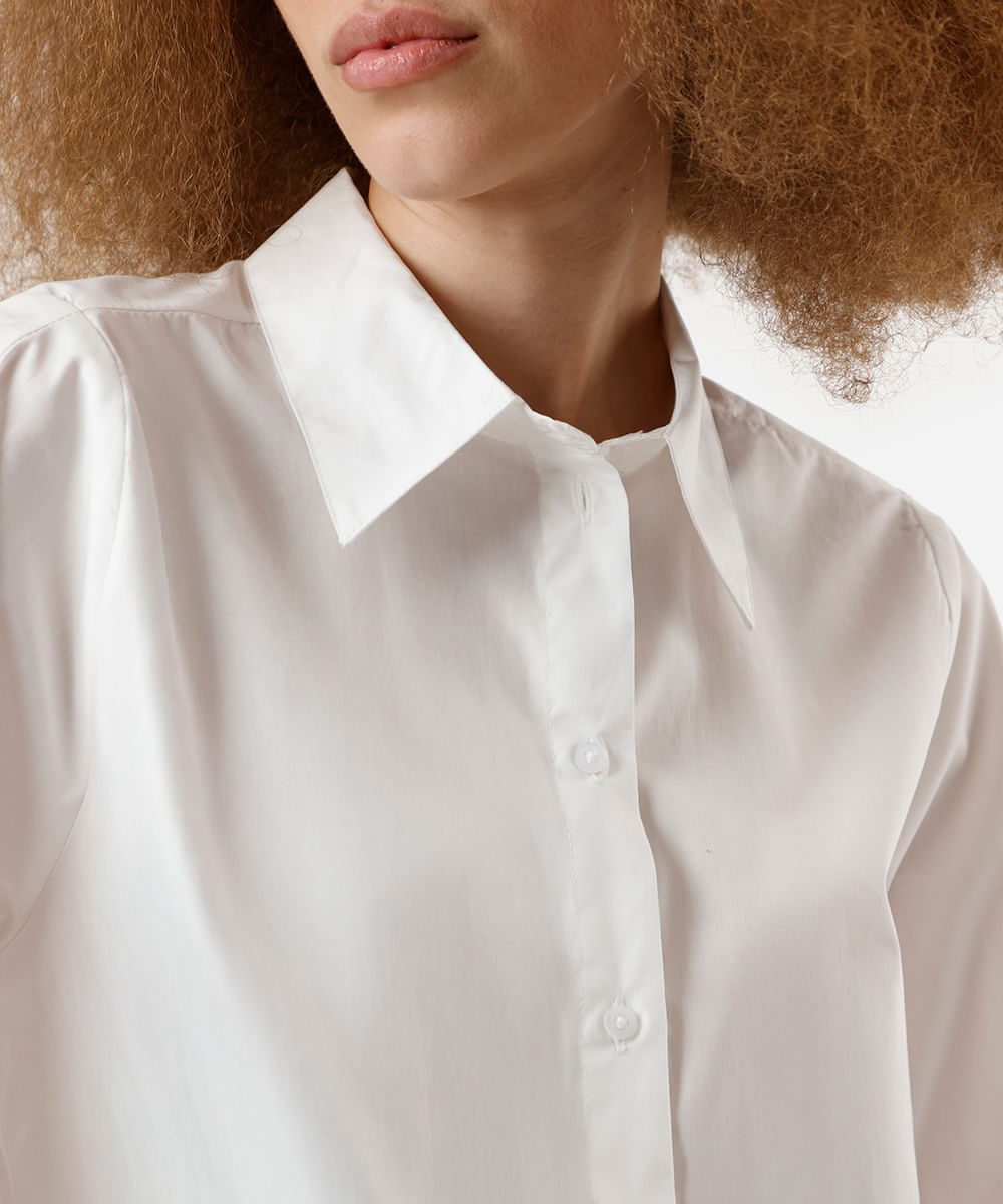 camisa feminina de algodão manga curta off white