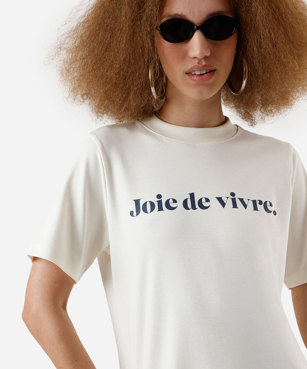 camiseta feminina de algodão peruano joie de vivre off white