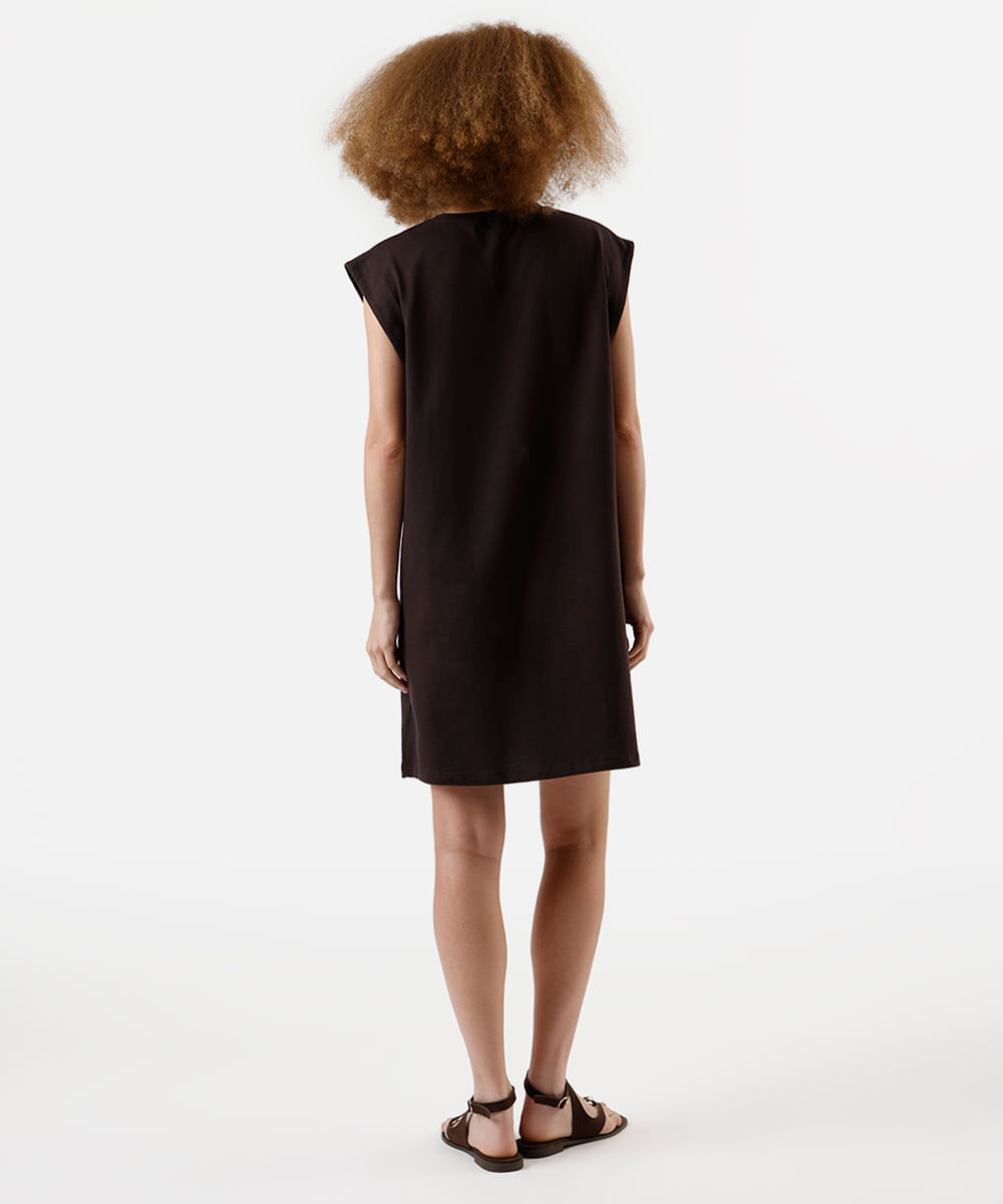 vestido feminino de algodão básico muscle marrom