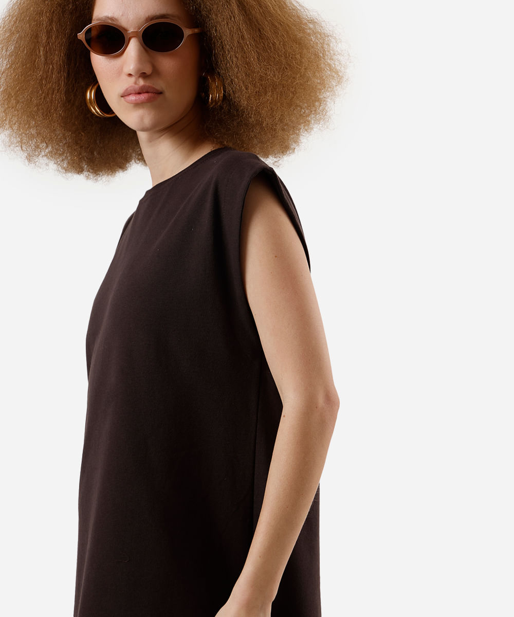 vestido feminino de algodão básico muscle marrom