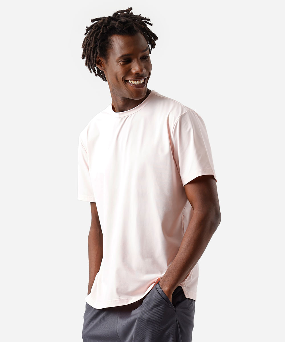 camiseta slim masculina esportiva ace de poliamida rosa