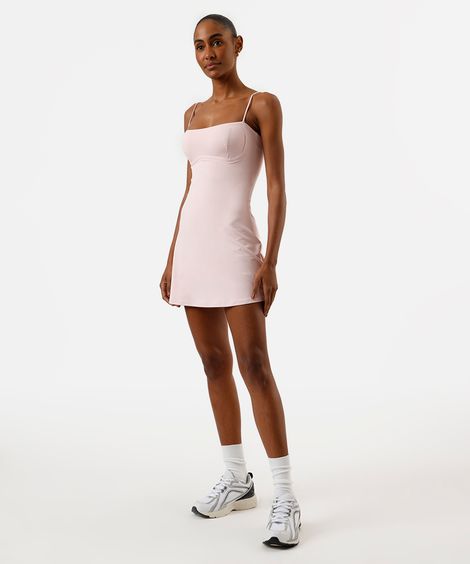vestido feminino esportivo com bermuda interna rosa