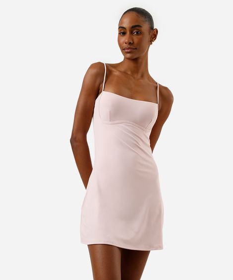 vestido feminino esportivo com bermuda interna rosa