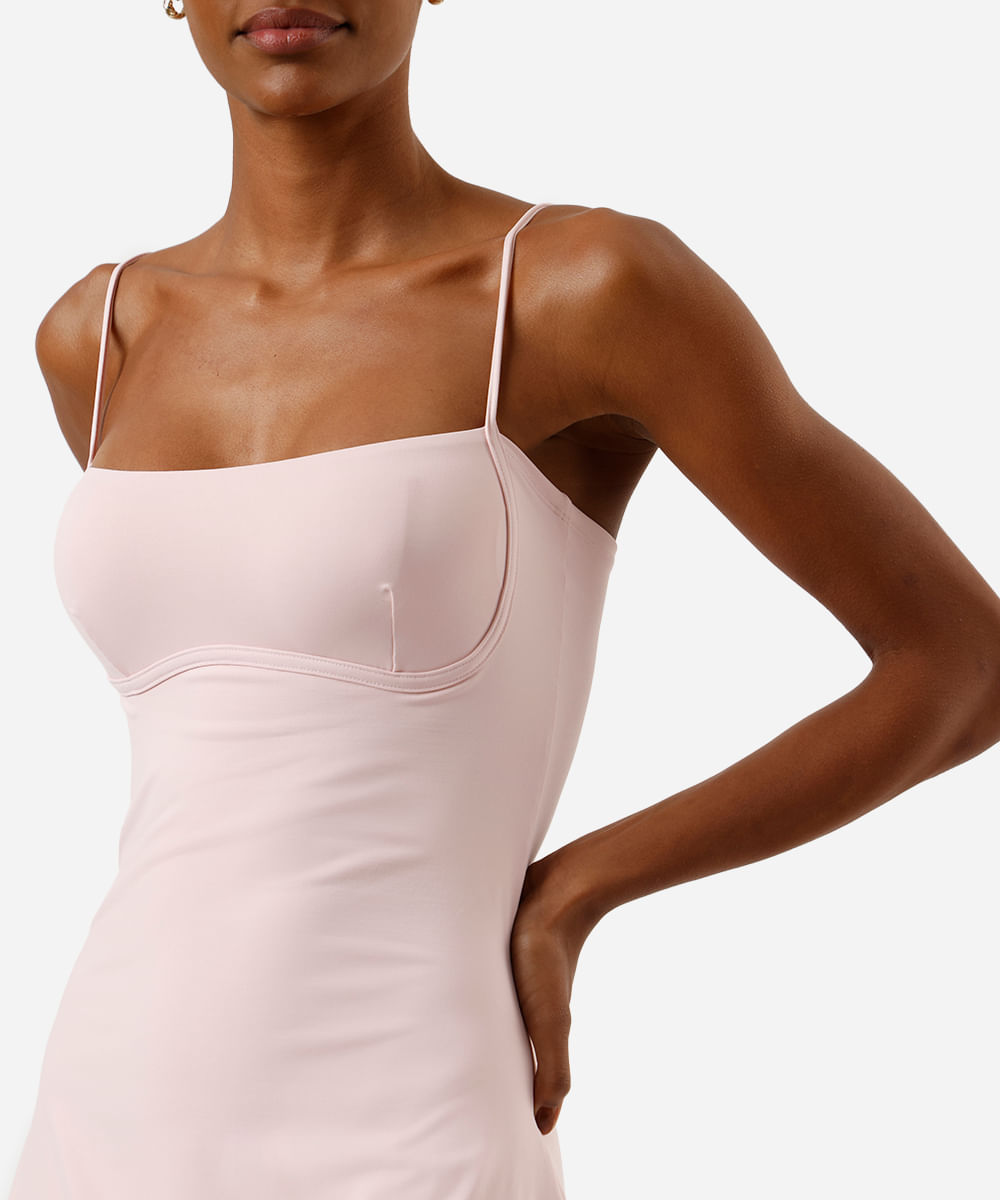 vestido feminino esportivo com bermuda interna rosa
