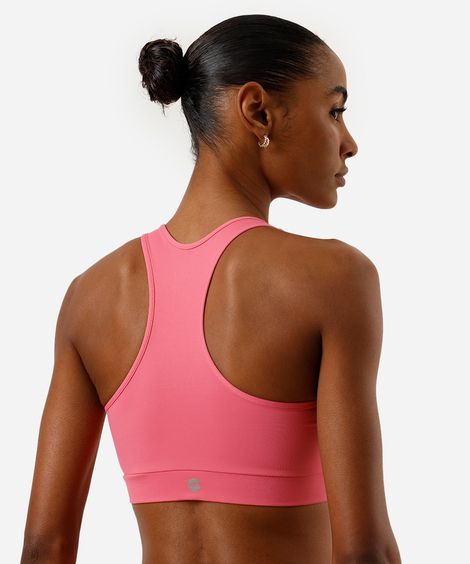 top nadador feminino esportivo com zíper rosa