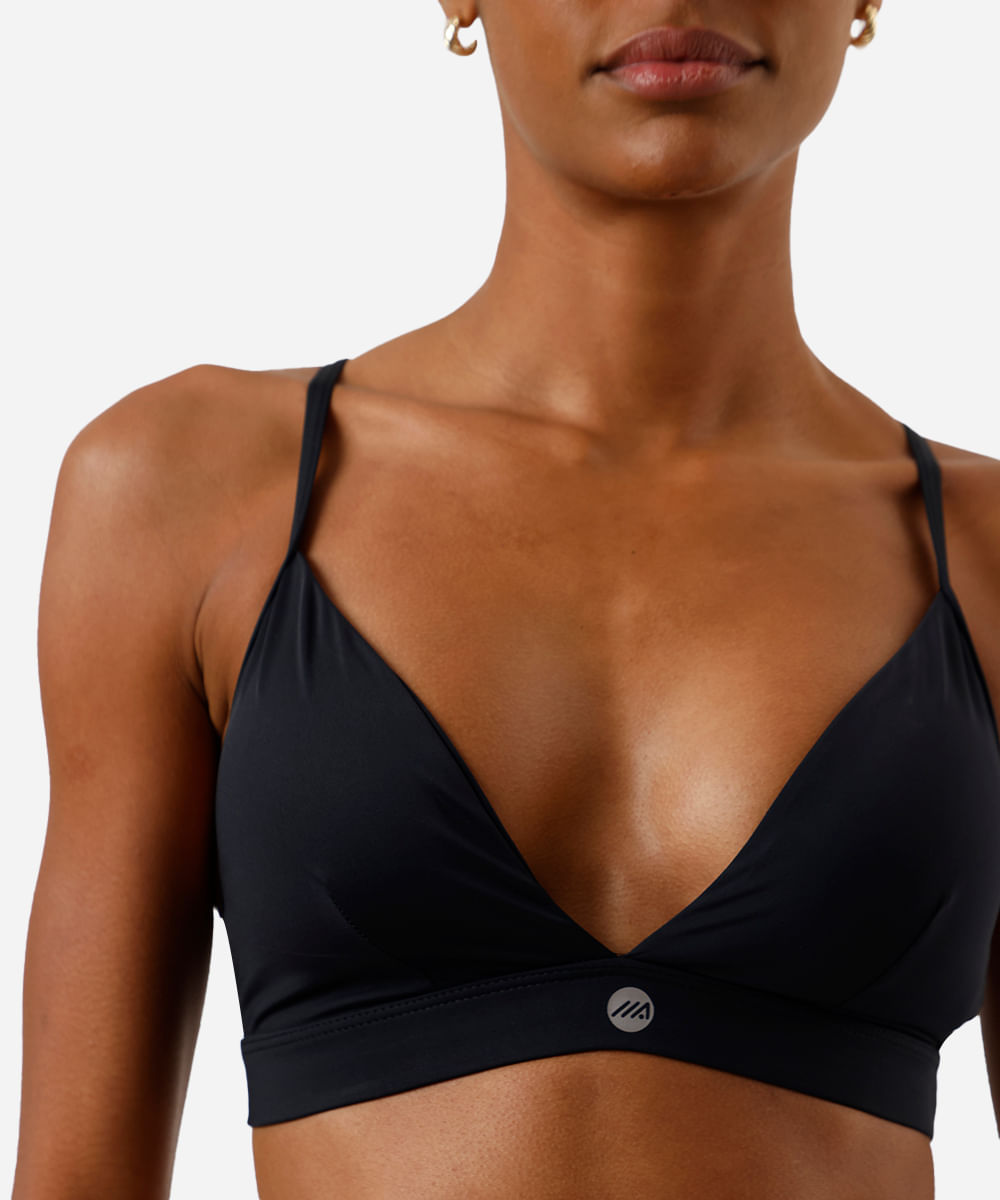top triângulo feminino esportivo preto