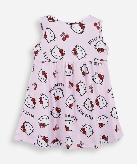 vestido infantil de algodão hello kitty rosa