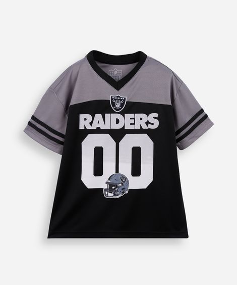 camiseta infantil esportiva raiders nfl preta