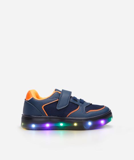 tênis infantil com velcro e luz ace azul