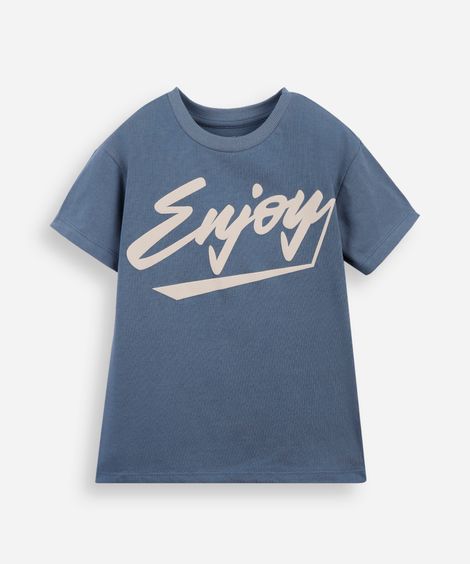 camiseta infantil de algodão enjoy azul