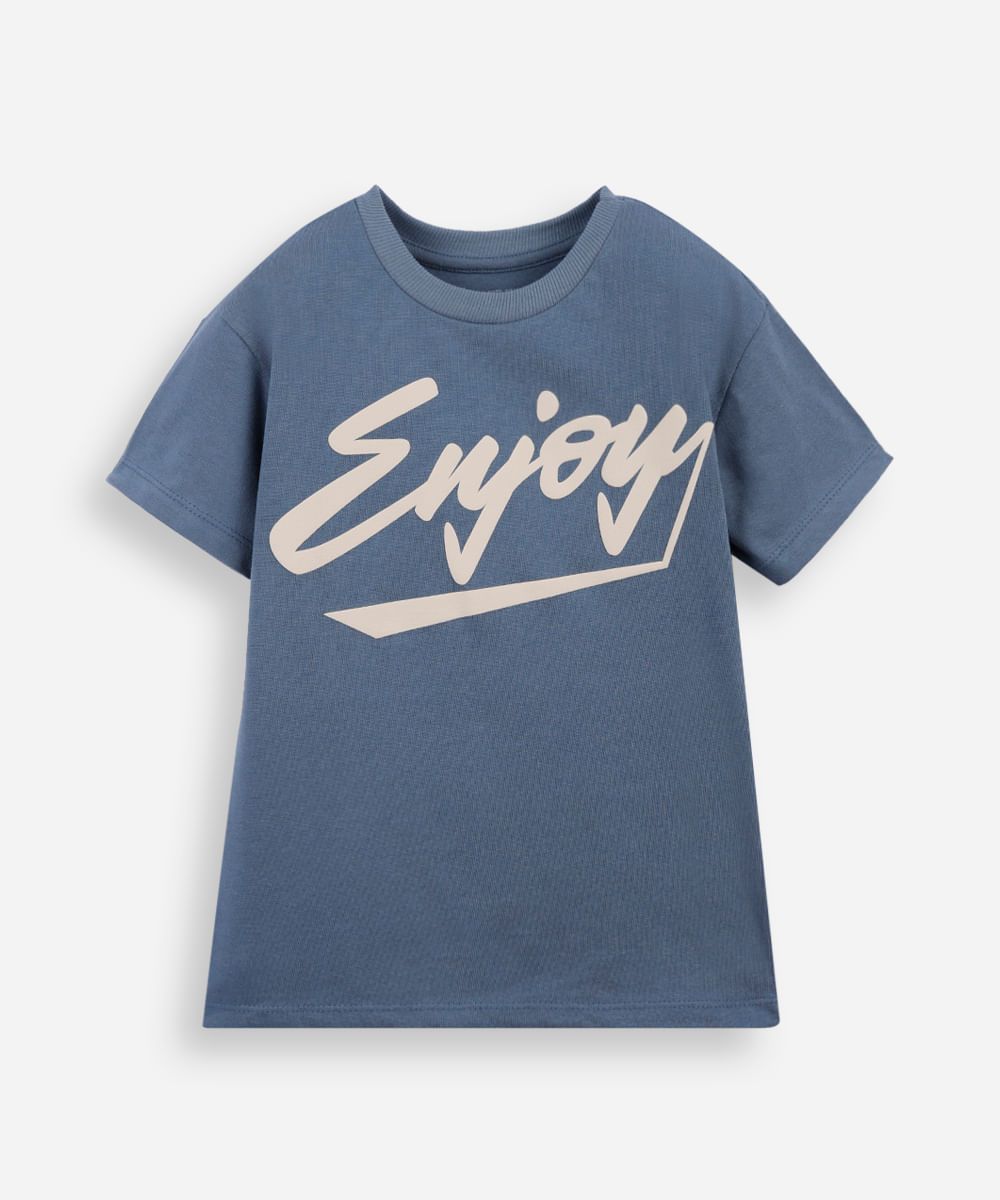 camiseta infantil de algodão enjoy azul
