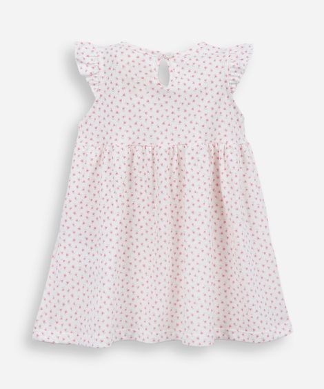 vestido infantil de algodão floral off white