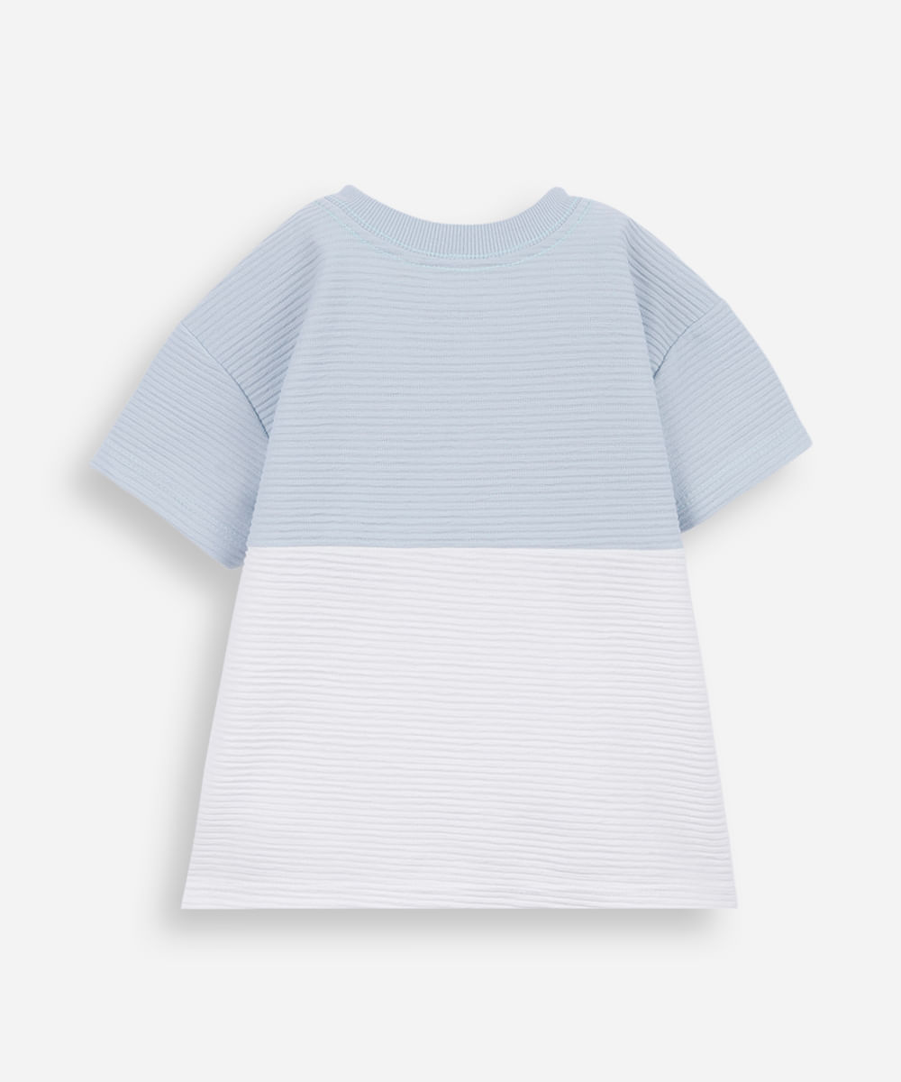 camiseta infantil texturizada bicolor azul