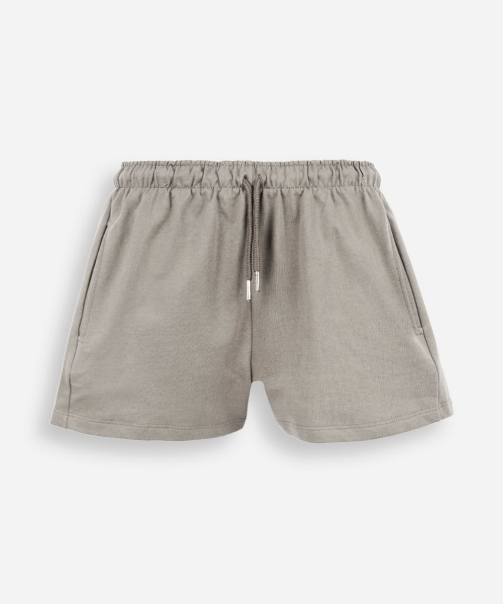 short juvenil de moletinho cós elástico verde