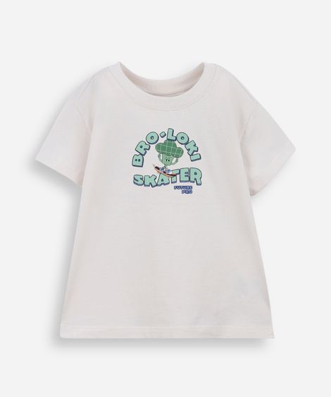 camiseta infantil de algodão brócolis bege
