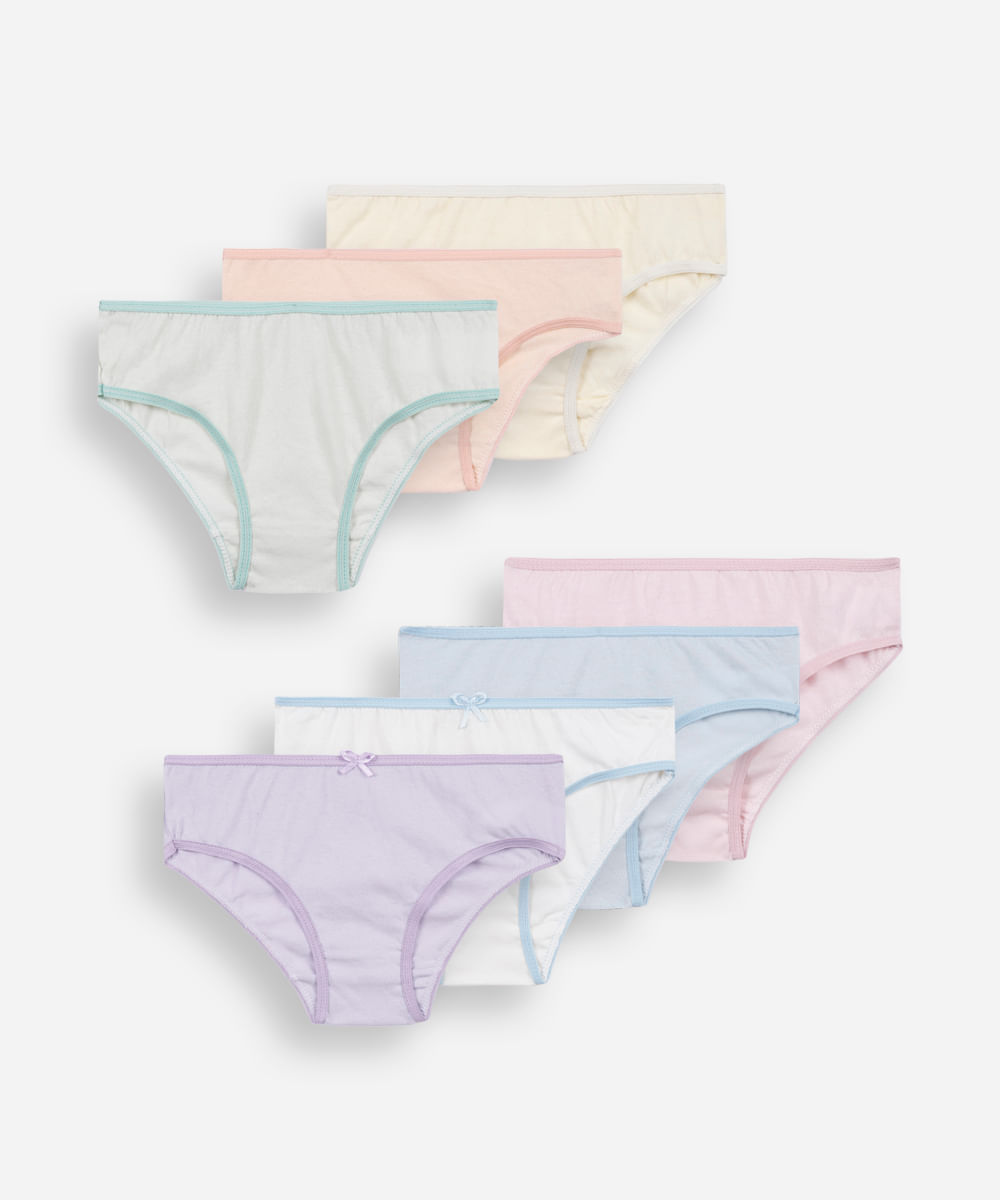 kit de 7 calcinhas infantis de algodão colorido