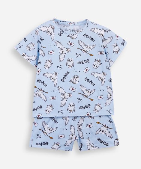 pijama curto infantil harry potter azul