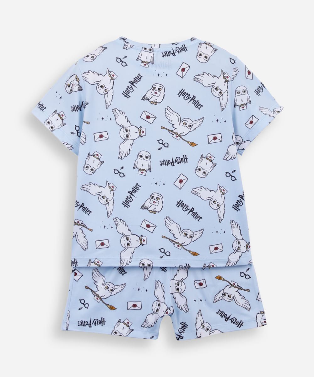 pijama curto infantil harry potter azul