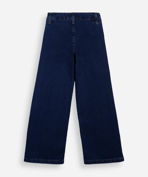 calça wide leg infantil jeans azul