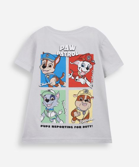 camiseta infantil de algodão patrulha canina cinza