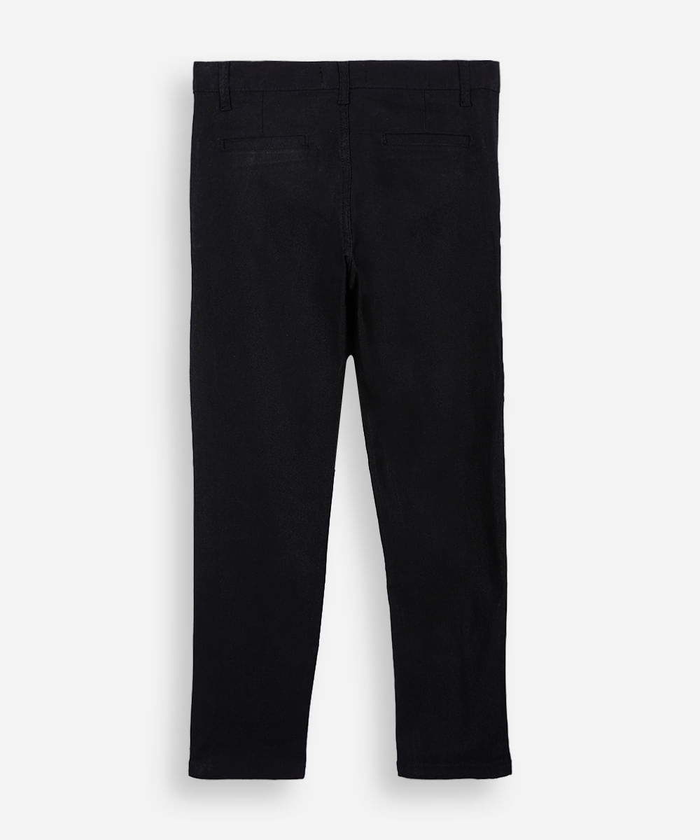 calça chino infantil de sarja preta
