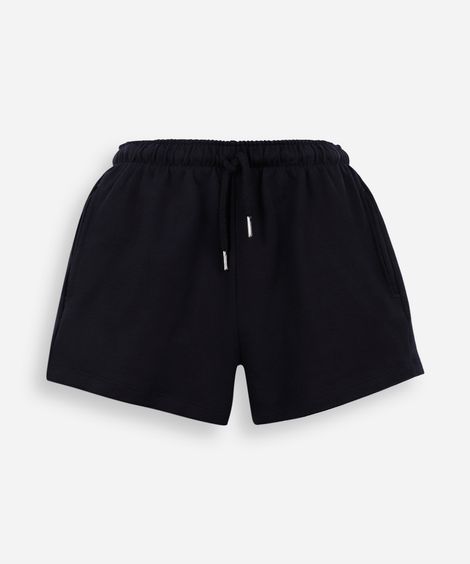 short juvenil de moletinho cós elástico preto