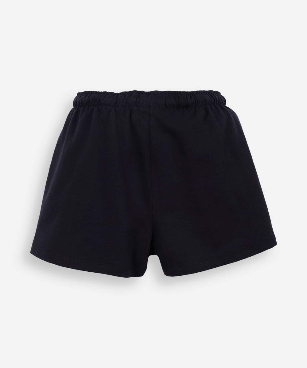 short juvenil de moletinho cós elástico preto