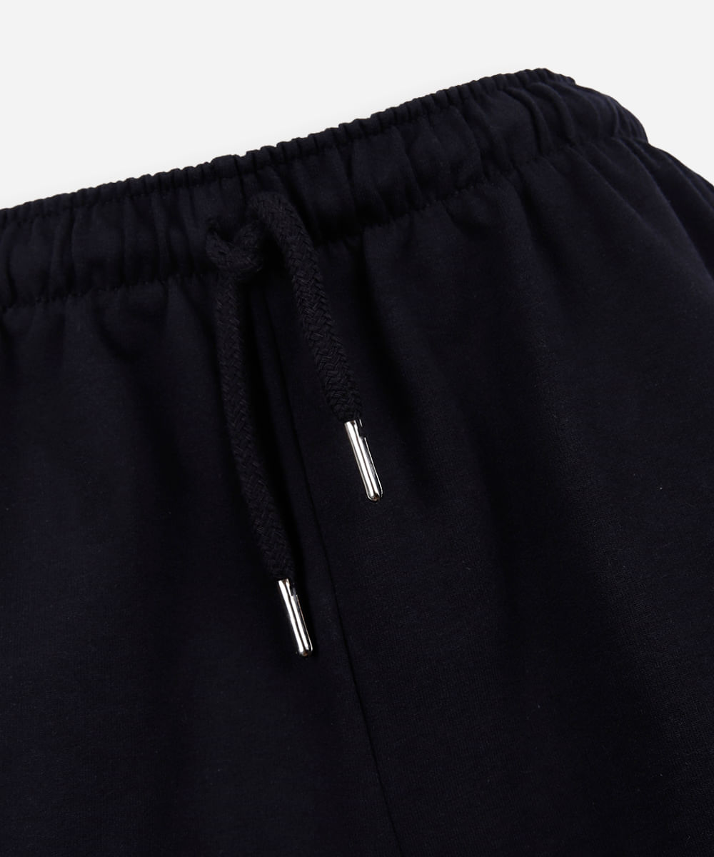 short juvenil de moletinho cós elástico preto