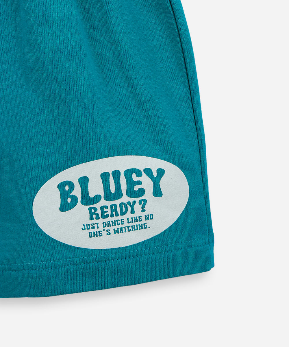 conjunto curto infantil de algodão bluey verde