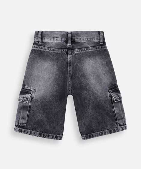 bermuda cargo infantil jeans cinza