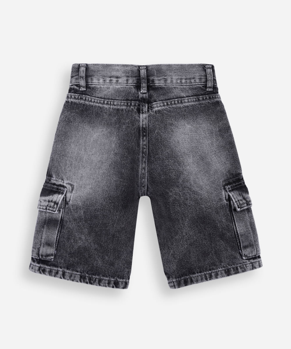 bermuda cargo infantil jeans cinza