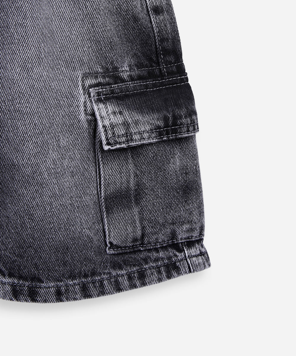 bermuda cargo infantil jeans cinza