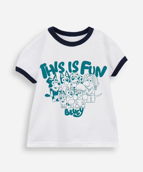 camiseta infantil de algodão bluey off white